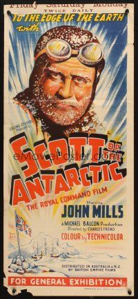 5a854 SCOTT OF THE ANTARCTIC Aust daybill '49 John Mills in South Pole expedition, Tyler art!