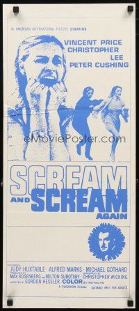 5a855 SCREAM & SCREAM AGAIN Aust daybill '70 Vincent Price, sexy Judy Huxtable, English horror!