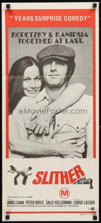 5a886 SLITHER Aust daybill '73 Sally Kellerman hugging James Caan, together at last!