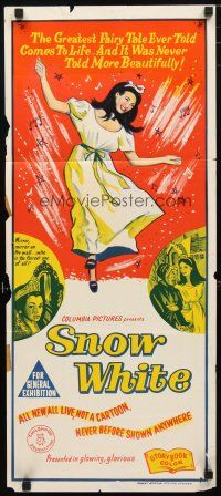 5a889 SNOW WHITE Aust daybill '62 7 Dwarfs, live German version, cool artwork!