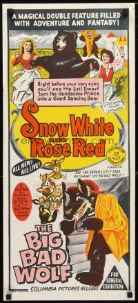 5a890 SNOW WHITE & ROSE RED/BIG BAD WOLF Aust daybill '66 adventure & fantasy double-feature!