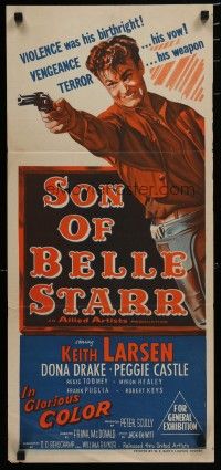 5a891 SON OF BELLE STARR Aust daybill '53 Keith Larsen, Peggie Castle, Dona Drake!