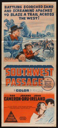 5a895 SOUTHWEST PASSAGE Aust daybill '54 cool image of Rod Cameron battling w/Native Americans!