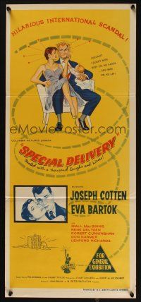 5a897 SPECIAL DELIVERY Aust daybill '55 Cotten & Eva Bartok in a hilarious international scandal!
