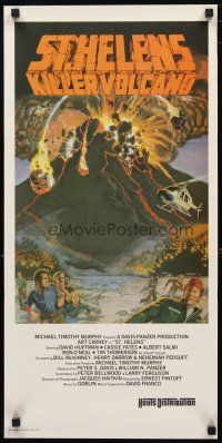 5a901 ST. HELENS Aust daybill '81 Art Carney ain't gonna leave the mountain, Hoff art of eruption!