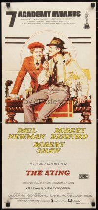 5a906 STING Aust daybill '74 art of con men Paul Newman & Robert Redford by Richard Amsel