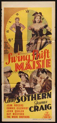 5a923 SWING SHIFT MAISIE Aust daybill '43 images of sexy Ann Sothern, James Craig!