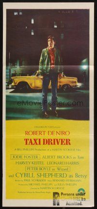 5a930 TAXI DRIVER Aust daybill '76 classic art of Robert De Niro by cab, directed by Scorsese!