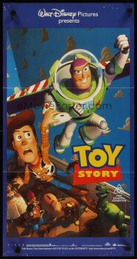 5a948 TOY STORY Aust daybill '96 Disney & Pixar cartoon, great image of Buzz, Woody & cast!