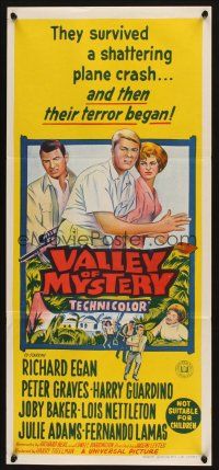 5a965 VALLEY OF MYSTERY Aust daybill '67 Peter Graves, Lois Nettleton, they survived a plane crash