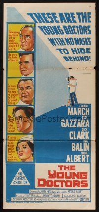 5a997 YOUNG DOCTORS Aust daybill '61 Fredric March, Ben Gazzara, Dick Clark broke all the rules!