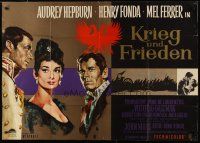 5a274 WAR & PEACE German 33x47 R60s Audrey Hepburn, Henry Fonda & Mel Ferrer, Tolstoy epic!
