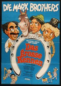 5a349 DAY AT THE RACES German R82 great different cartoon art of the Marx Brothers, horse racing!