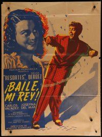 5a084 BAILE MI REY Mexican poster '51 great art of Resortes serenading pretty girl by Juanino!