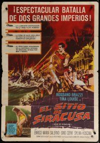 5a101 SIEGE OF SYRACUSE Mexican poster '62 Rossano Brazzi, Tina Louise, story of Archimedes!