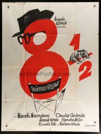 5b214 8 1/2 French 1p '63 Federico Fellini classic, wonderful different title artwork!