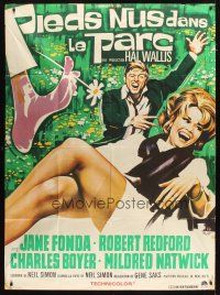 5b225 BAREFOOT IN THE PARK French 1p '67 different Roje art of Robert Redford & sexy Jane Fonda!