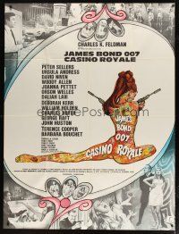 5b250 CASINO ROYALE French 1p '67 Bond spy spoof, sexy psychedelic Kerfyser art + photo montage!