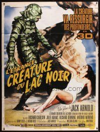 5b267 CREATURE FROM THE BLACK LAGOON French 1p R12 close up of monster grabbing sexy Julie Adams!