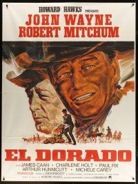 5b286 EL DORADO French 1p R70s different Landi art of John Wayne & Robert Mitchum, Howard Hawks!
