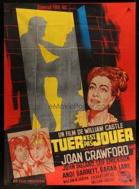 5b340 I SAW WHAT YOU DID French 1p '65 Joan Crawford, William Castle, cool different artwork!