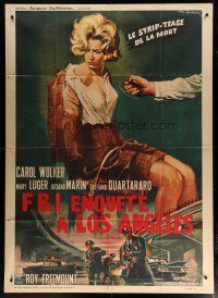5b346 INTRIGUE IN LOS ANGELES French 1p '66 pulp-like art of threatened bound woman by Gasparri!
