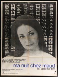 5b395 MY NIGHT AT MAUD'S French 1p '69 Eric Rohmer's Ma nuit chez Maud, Francoise Fabian close up!