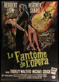 5b414 PHANTOM OF THE OPERA French 1p '62 Hammer horror, cool different art of Lom holding girl!