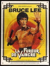 5b258 CHINESE CONNECTION French 1p R79 great art of Bruce Lee with nunchaku by Jean Mascii!