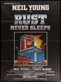 5b451 RUST NEVER SLEEPS French 1p '81 Neil Young, rock and roll art by David Weisman & Jim Evans!
