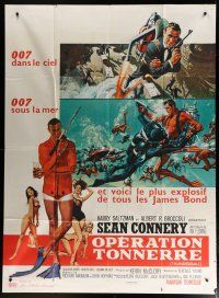 5b486 THUNDERBALL French 1p '65 McGinnis art of Sean Connery as secret agent James Bond 007!