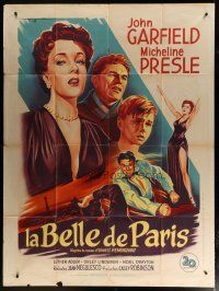 5b495 UNDER MY SKIN French 1p '50 John Garfield, Micheline Presle, Ernest Hemingway, Soubie art!