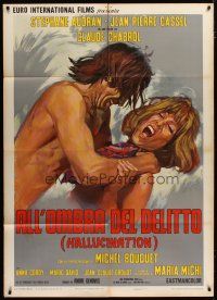 5b041 HALLUCINATION Italian 1p '71 Claude Chabrol, Iaia art of Stephane Audran choked by Cassel!