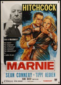 5b066 MARNIE Italian 1p R70s different art of Sean Connery & Tippi Hedren, Alfred Hitchcock shown!