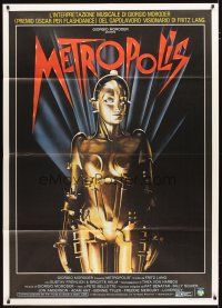 5b070 METROPOLIS Italian 1p R84 Fritz Lang classic, great Nikosey art of robot Brigitte Hem!