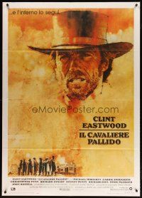 5b077 PALE RIDER Italian 1p '85 great artwork of cowboy Clint Eastwood by C. Michael Dudash!
