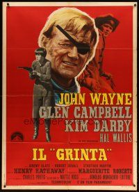5b121 TRUE GRIT Italian 1p '69 John Wayne as Rooster Cogburn, Kim Darby, Glen Campbell