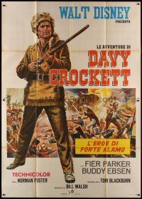 5b147 DAVY CROCKETT, KING OF THE WILD FRONTIER Italian 2p R67 Disney classic, art of Fess Parker!