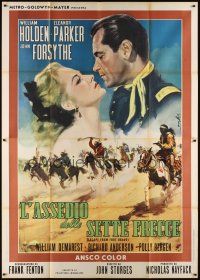 5b155 ESCAPE FROM FORT BRAVO Italian 2p R62 art of Holden & Parker by Enzo Nistri, John Sturges!