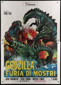 5b159 GODZILLA VS. THE SMOG MONSTER Italian 2p '72 Gojira tai Hedora, cool Japanese sci-fi art!