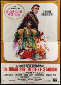 5b175 MAN FOR ALL SEASONS Italian 2p '67 Paul Scofield, Robert Shaw, Howard Terpning art!