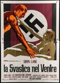 5b181 NAZI LOVE CAMP Italian 2p '77 wild completely different art of naked lovers & swastika!