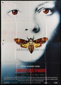 5b197 SILENCE OF THE LAMBS Italian 2p '90 great image of Jodie Foster with moth over mouth!