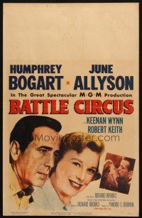 5b548 BATTLE CIRCUS WC '53 great close up of Humphrey Bogart & pretty June Allyson!