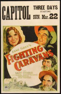 5b627 FIGHTING CARAVANS WC '31 Zane Grey, cool art of Gary Cooper, Lily Damita & top stars!