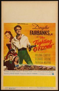 5b628 FIGHTING O'FLYNN WC '49 cool art of swashbuckler Douglas Fairbanks, Jr. & Helena Carter!