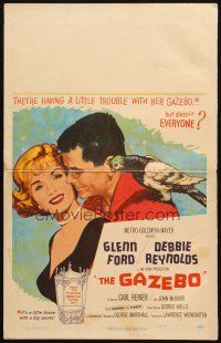 5b638 GAZEBO WC '60 great romantic art of Glenn Ford w/pigeon on shoulder & Debbie Reynolds!