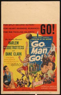 5b644 GO MAN GO WC '54 Dane Clark in Harlem Globetrotters basketball biography!