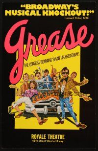 5b649 GREASE stage show WC '70s the longest running show on Broadway, cast portrait art!