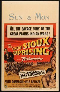 5b651 GREAT SIOUX UPRISING WC '53 Jeff Chandler, & Faith Domergue, savage fury of Indian wars!